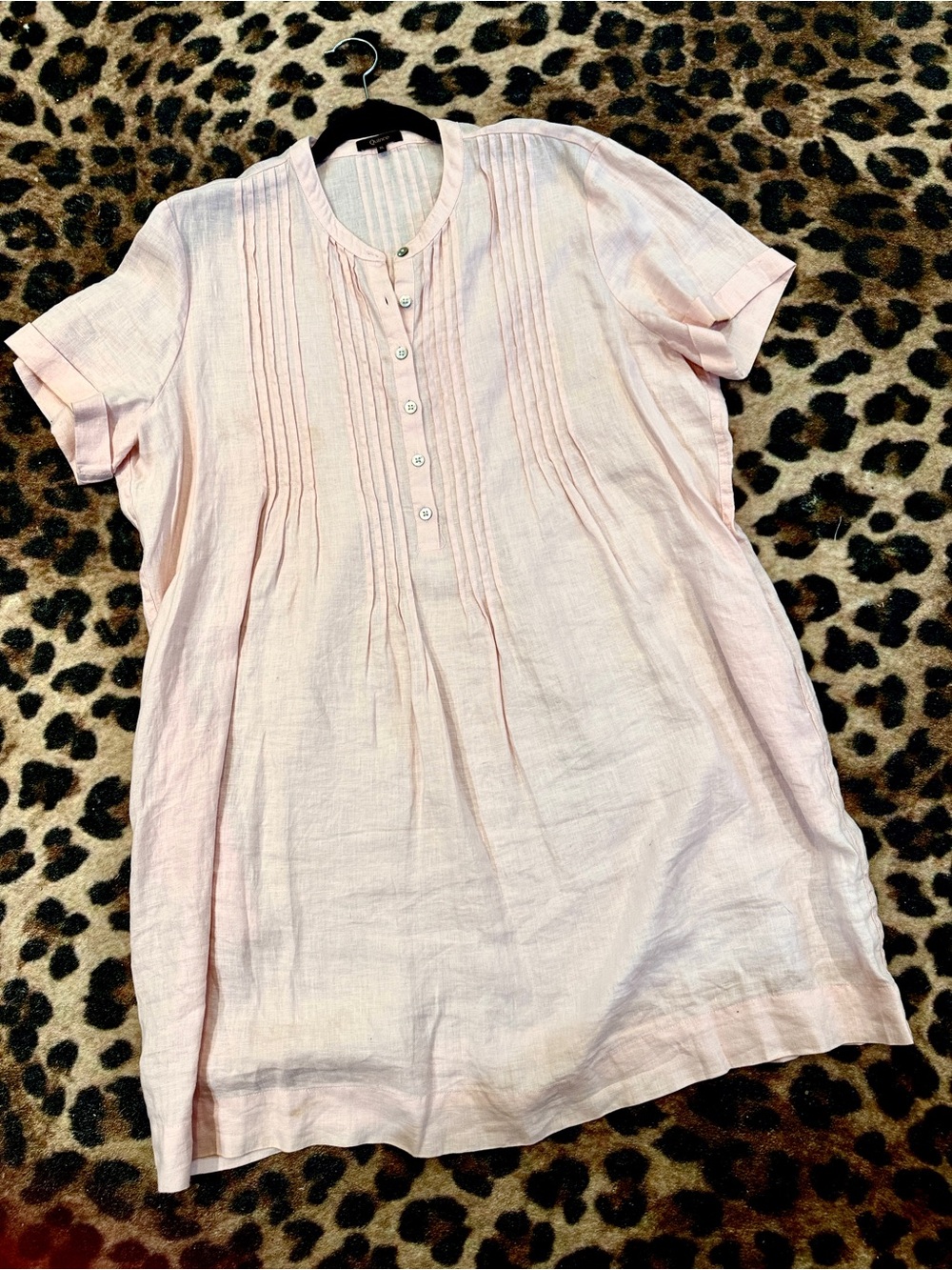 Quince Pale Pink Pintuck Linen Dress